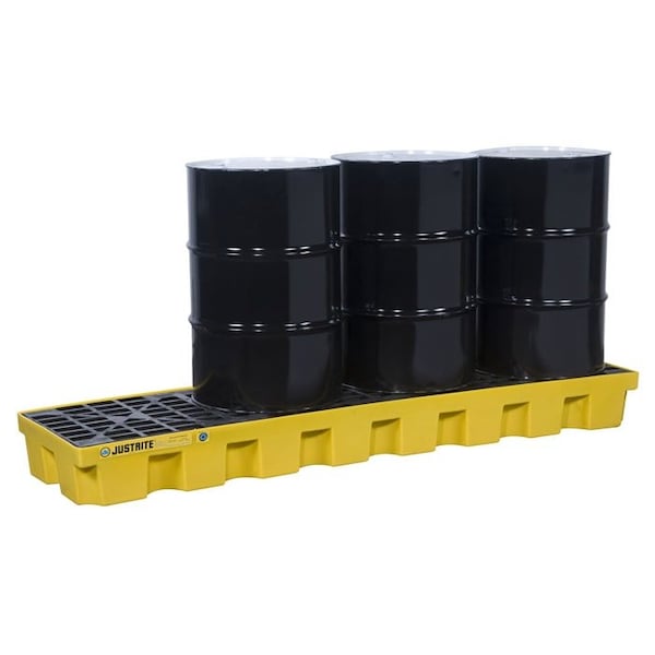 Justrite 4 Drum Plastic Pallet, In-line, without Drain, Yellow - 28630 28630 - main